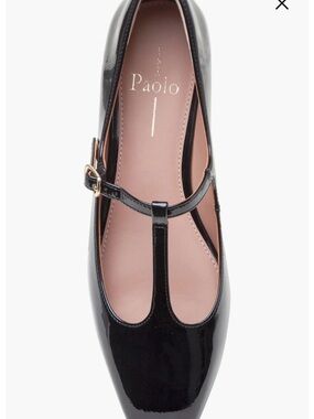 Paolo Black Patent T-Strap Mary Jane Loafers